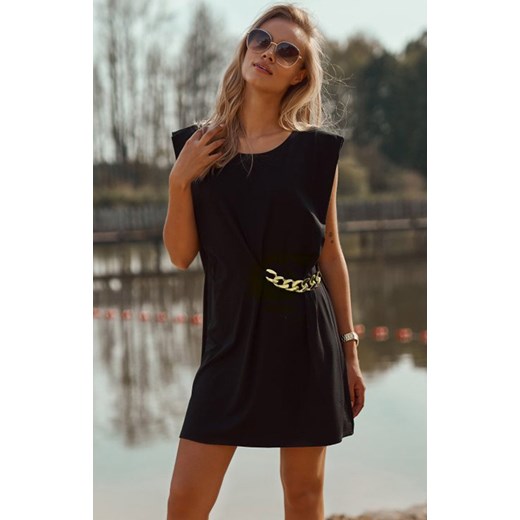 M712 Sukienka z ozdobnym łańcuchem, Kolor czarny, Rozmiar 36/38, Makadamia ze sklepu Primodo w kategorii Sukienki - zdjęcie 140700576