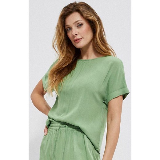 3741 Bluzka koszulowa z wiskozy, Kolor zielony, Rozmiar XS, Moodo ze sklepu Primodo w kategorii Bluzki damskie - zdjęcie 140702625