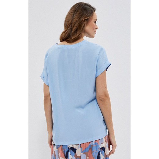 3745 Gładka koszula z wiskozy, Kolor niebieski, Rozmiar S, Moodo XL Primodo