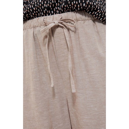 3721 Lniane spodnie z gładkiej tkaniny, Kolor beżowy, Rozmiar XS, Moodo 2XL Primodo