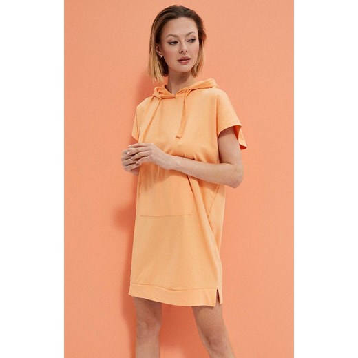 3744 Sukienka dresowa z kapturem, Kolor pomarańczowy, Rozmiar S, Moodo ze sklepu Primodo w kategorii Sukienki - zdjęcie 140702815