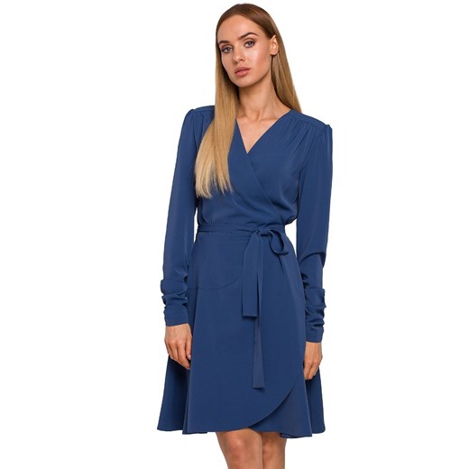 Sukienka kopertowa niebieska M487, Kolor niebieski, Rozmiar S, MOE ze sklepu Primodo w kategorii Sukienki - zdjęcie 140703649
