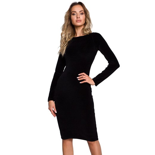M565 Welurowa sukienka ołówkowa w kolorze czarnym, Kolor czarny, Rozmiar S, MOE ze sklepu Primodo w kategorii Sukienki - zdjęcie 140704297