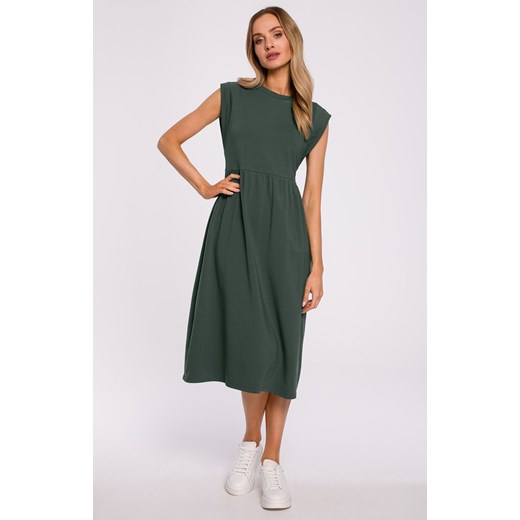Zielona sukienka damska midi M581, Kolor zielony, Rozmiar L, MOE ze sklepu Primodo w kategorii Sukienki - zdjęcie 140704467