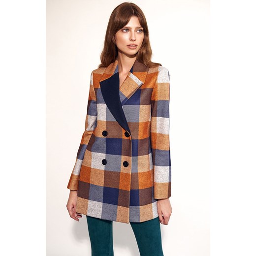 PL16 krótki płaszcz w kratę, Kolor multicolour, Rozmiar 36, Nife Nife 38 Primodo