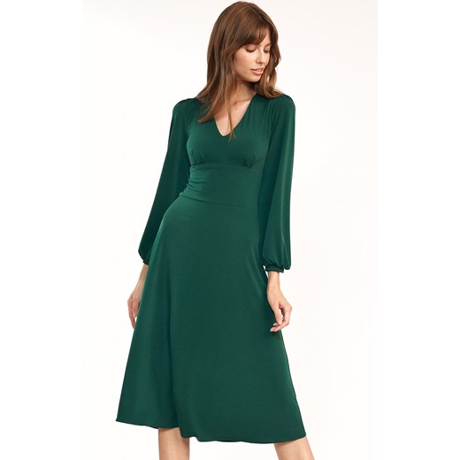 S194ZI klasyczna sukienka midi, Kolor zielony, Rozmiar 36, Nife Nife 44 Primodo