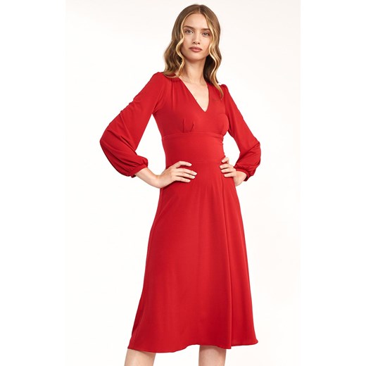 S194CZ klasyczna sukienka midi, Kolor czerwony, Rozmiar 36, Nife Nife 40 Primodo