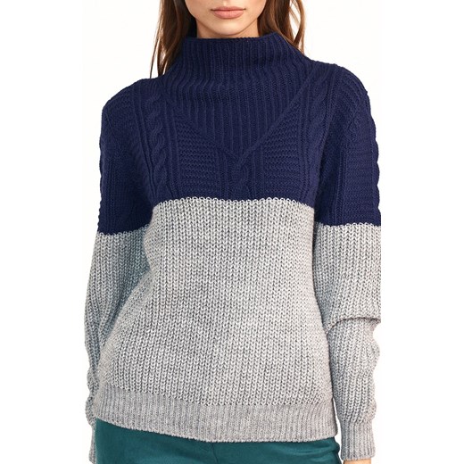 SW09 dwukolorowy sweter, Kolor granatowo-szary, Rozmiar uniwersalny, Nife Nife uniwersalny Primodo