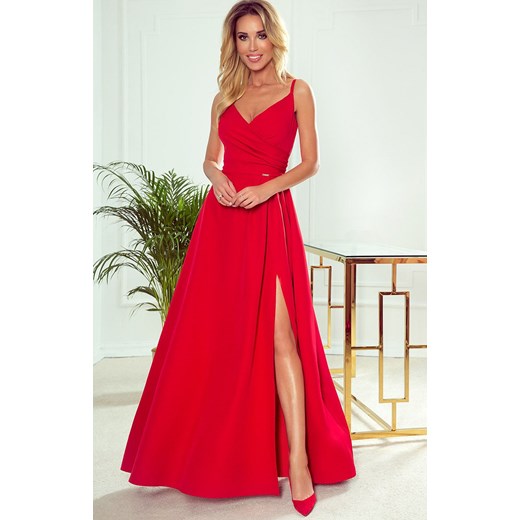 Chiara sukienka maxi 299-1, Kolor czerwony, Rozmiar L, Numoco Numoco L Primodo