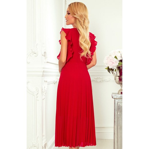 315-3 sukienka plisowana, Kolor czerwony, Rozmiar S, Numoco Numoco S wyprzedaż Primodo