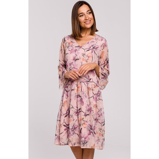Sukienka S214/2, Kolor łososiowo-różowy, Rozmiar XL, Stylove Stylove XL Primodo