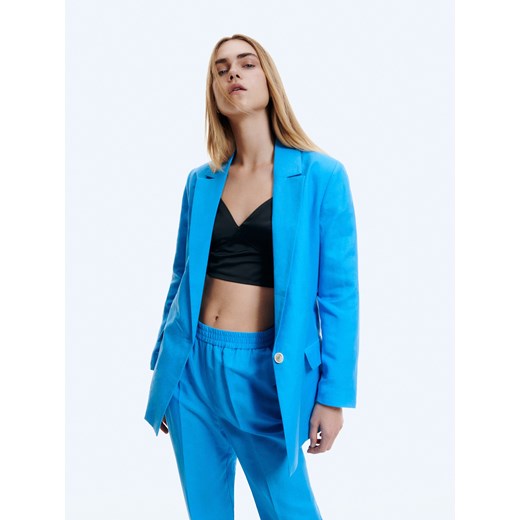 Reserved - Marynarka z lnem - Niebieski Reserved XS Reserved