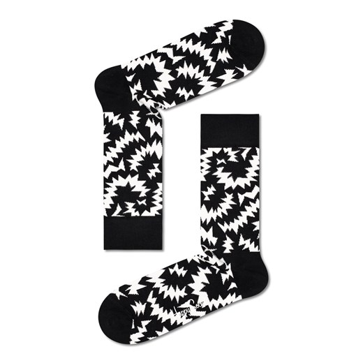 Skarpetki wysokie w zygzaki czarno-białe Happy Socks 41-46 Happy Face