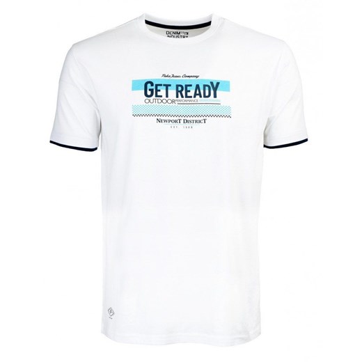 T-shirt Bawełniany, Biały Męski z Nadrukiem, GET READY, Krótki Rękaw, U-neck -PAKO JEANS TSPJNS8READYbi ze sklepu JegoSzafa.pl w kategorii T-shirty męskie - zdjęcie 140769019
