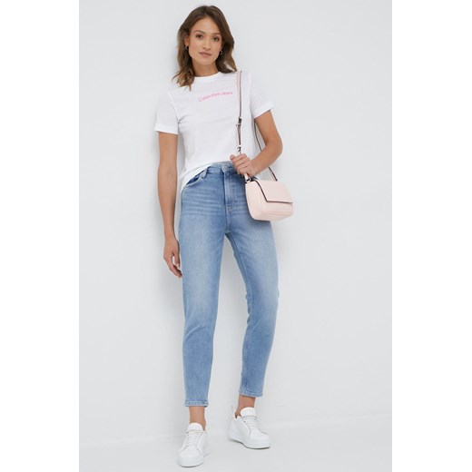 Calvin Klein Jeans t-shirt bawełniany kolor biały L ANSWEAR.com