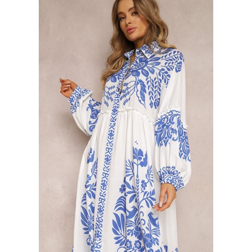 Biało-Niebieska Sukienka Thesippe Renee XL Renee odzież