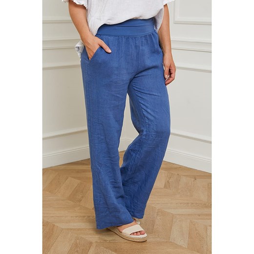 Lniane spodnie "Valencia" w kolorze niebieskim Curvy Lady 44/46 okazyjna cena Limango Polska