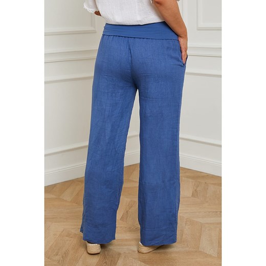 Lniane spodnie "Valencia" w kolorze niebieskim Curvy Lady 40/42 promocja Limango Polska