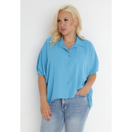 Niebieska Koszula Kassousa ze sklepu Born2be Odzież w kategorii Koszule damskie - zdjęcie 140812286