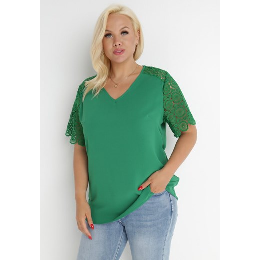 Zielona Bluzka Foze ze sklepu Born2be Odzież w kategorii Bluzki damskie - zdjęcie 140812445