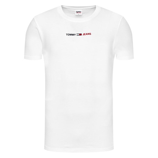 Tommy Jeans T-Shirt Tjm Linear Logo Tee DM0DM10219 Biały Regular Fit Tommy Jeans XL promocja MODIVO