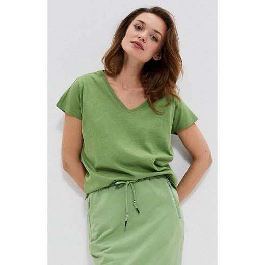3740 Bawełniana bluzka basic, Kolor zielony, Rozmiar XS, Moodo XS Primodo
