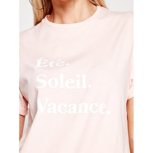 Drivemebikini T-Shirt Ete Soleil Vacance 2019-DRV-002_LP Różowy Relaxed Fit Drivemebikini S MODIVO wyprzedaż