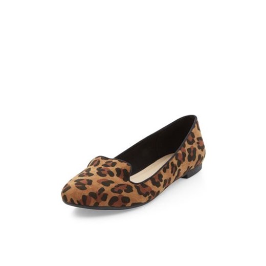 Stone Leopard Print Slipper Shoes  newlook brazowy motywy zwierzęce