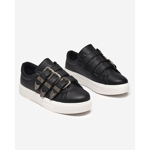 Czarne damskie eko-skórzane buty sportowe Puvo - Obuwie Royalfashion.pl 41 royalfashion.pl