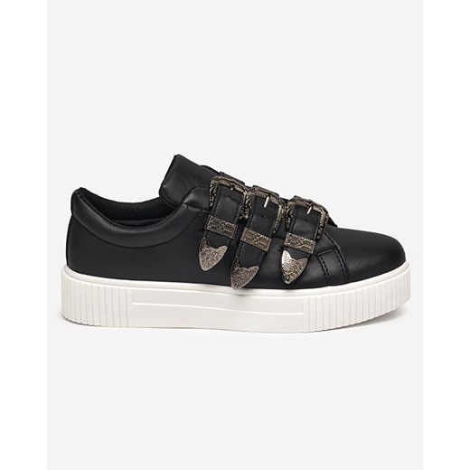 Czarne damskie eko-skórzane buty sportowe Puvo - Obuwie Royalfashion.pl 39 royalfashion.pl
