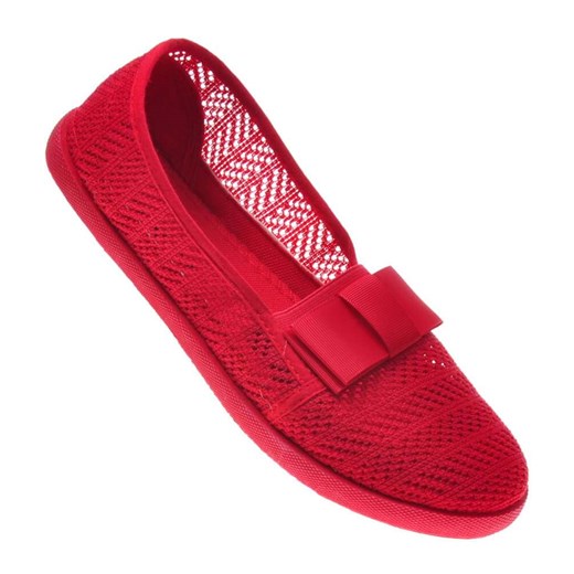 Trampki damskie czerwone Pantofelek24 sportowe płaskie z tkaniny 