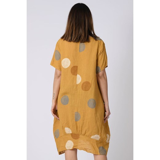 Lniana sukienka "Lea" w kolorze żółtym Plus Size Company 48/50 wyprzedaż Limango Polska