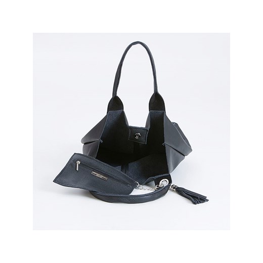 Skórzany shopper bag w kolorze czarnym - 28 x 17 x 35 cm Lia Biassoni onesize Limango Polska okazja