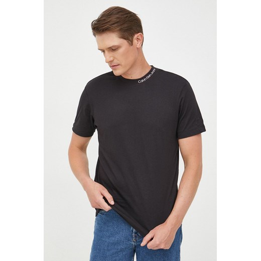 Calvin Klein Jeans t-shirt bawełniany kolor czarny z aplikacją M ANSWEAR.com