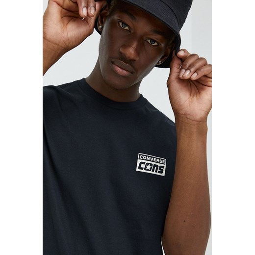 T-shirt męski Converse z napisem czarny 