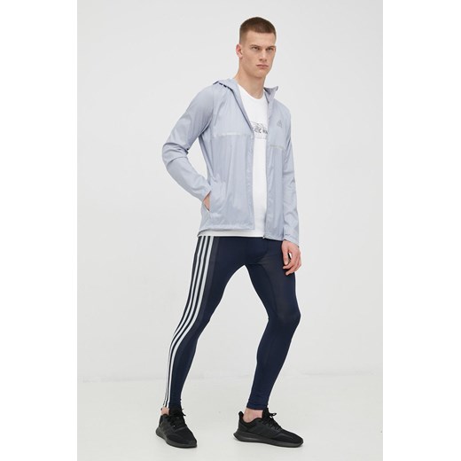 adidas Performance legginsy treningowe 3-Stripes męskie kolor granatowy z nadrukiem ze sklepu ANSWEAR.com w kategorii Spodnie męskie - zdjęcie 141121495