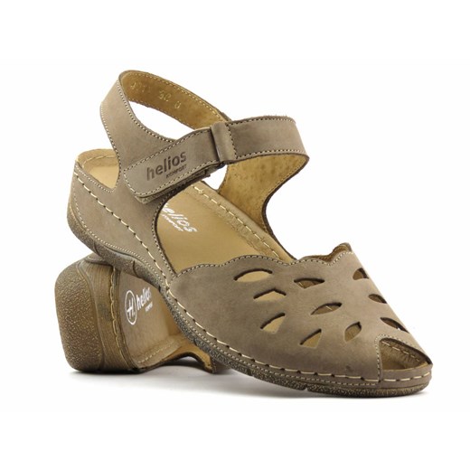 Sandały damskie z ażurową cholewką - HELIOS Komfort 4011, beżowe ze sklepu ulubioneobuwie w kategorii Sandały damskie - zdjęcie 141133389