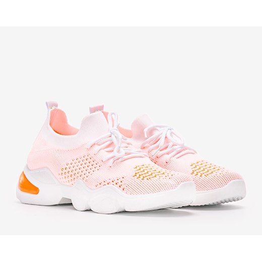 Buty sportowe damskie różowe sneakersy wiosenne płaskie sznurowane 