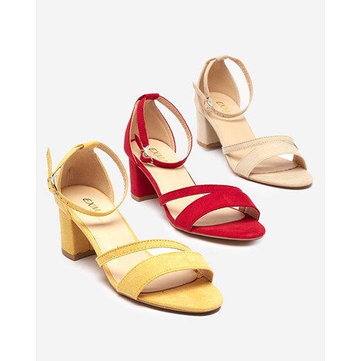 Damskie żółte sandały na słupku Eqro- Obuwie Royalfashion.pl 38 royalfashion.pl