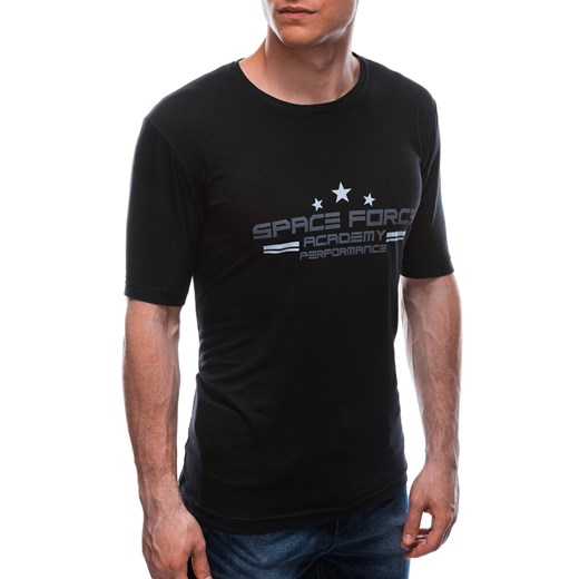 T-shirt męski z nadrukiem 1676S - czarny Edoti.com L Edoti.com