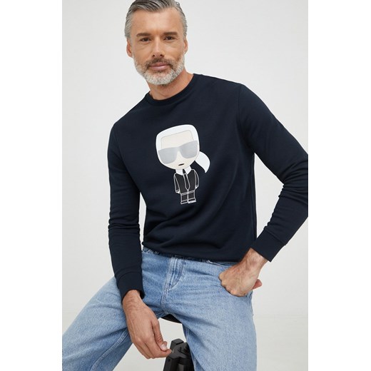 Karl Lagerfeld bluza bawełniana 500951.705071 męska kolor granatowy z nadrukiem ze sklepu ANSWEAR.com w kategorii Bluzy męskie - zdjęcie 141243038