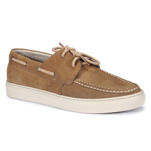Domeno buty eleganckie męskie jesienne zamszowe brązowe