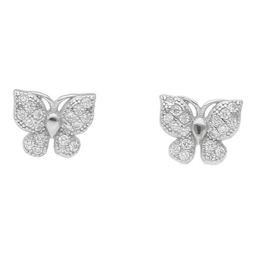 srebrne kolczyki motyle z cyrkoniami Irbis.style Uniwersalny irbis.style