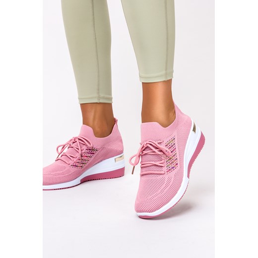 Buty sportowe damskie Casu sneakersy wiosenne na koturnie sznurowane 