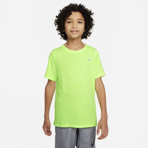 Koszulka treningowa dla dużych dzieci (chłopców) Nike Dri-FIT Miler - Zieleń Nike S Nike poland