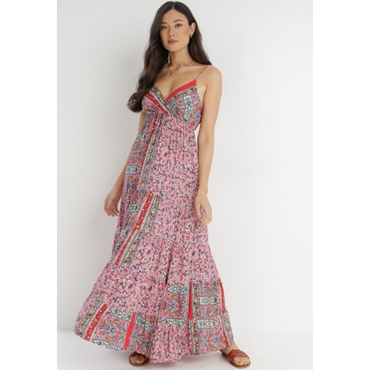 Różowa Sukienka z Wiskozy Zhihes ze sklepu Born2be Odzież w kategorii Sukienki - zdjęcie 141286865