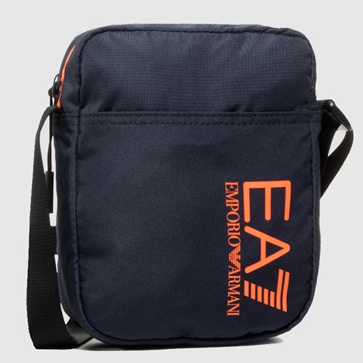 EA7 EMPORIO ARMANI - Granatowa torba męska na ramię z pomarańczowym logo Emporio Armani  outfit.pl promocja