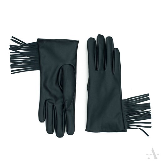 Czarne rękawiczki damskie w stylu BOHO z frędzlami Chrl M (7,5) okazyjna cena Evangarda.pl
