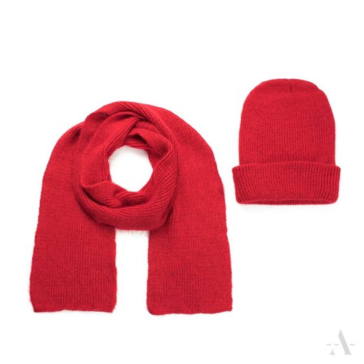 Gładki komplet damski czapka + szalik czerwony Korea Południowa uniwersalny Evangarda.pl wyprzedaż