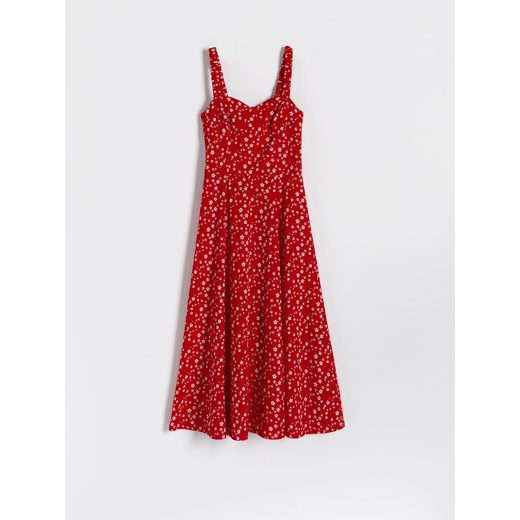 Reserved - Wzorzysta sukienka midi - Czerwony Reserved M Reserved